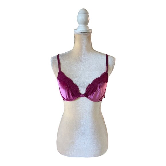 Victoria's Secret Other - Victoria’s Secret Sexy Tee Unlined Demi Bra Velvet Lace Trim Size 32D